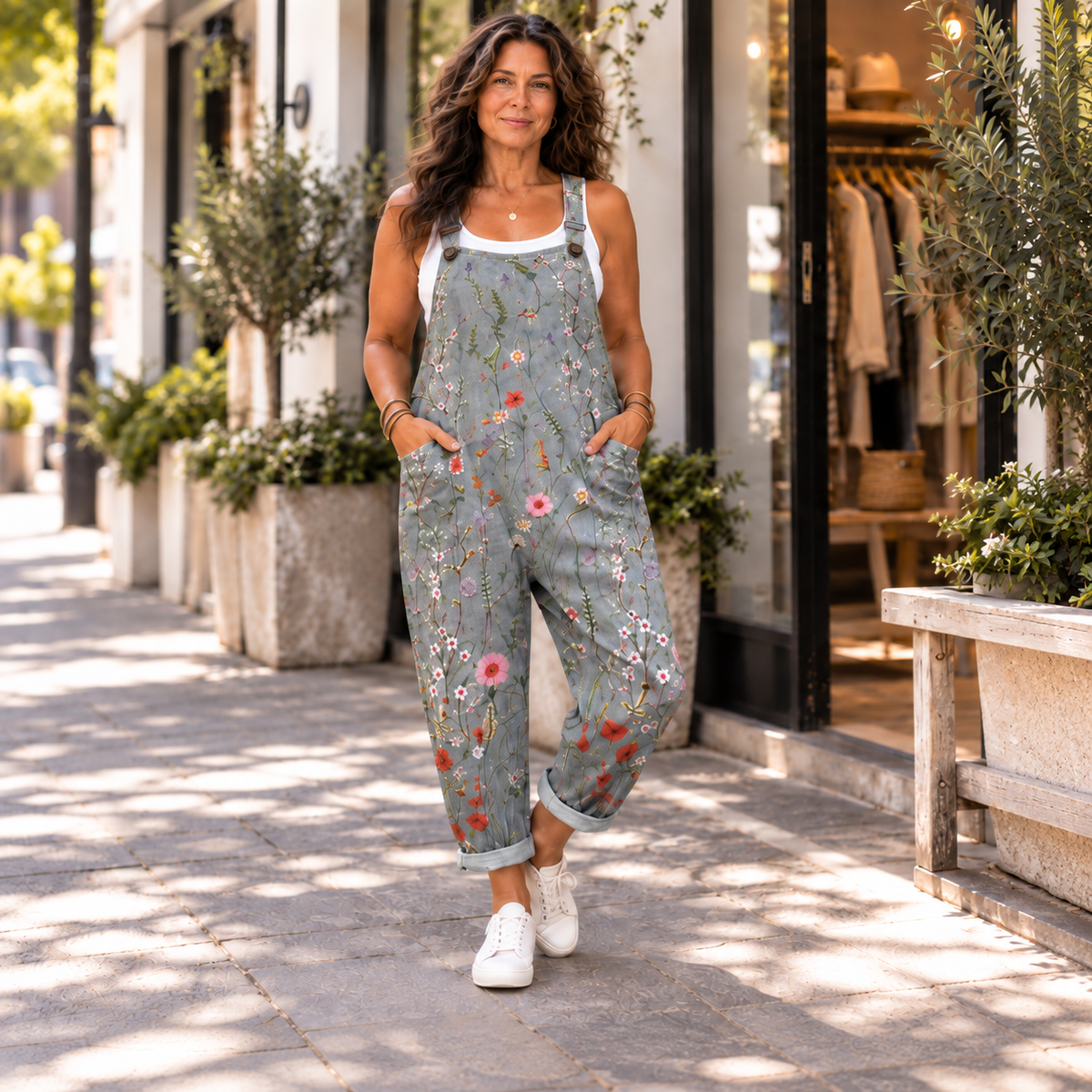 FLORAL OVERALLS WITH SOFT COMFORT