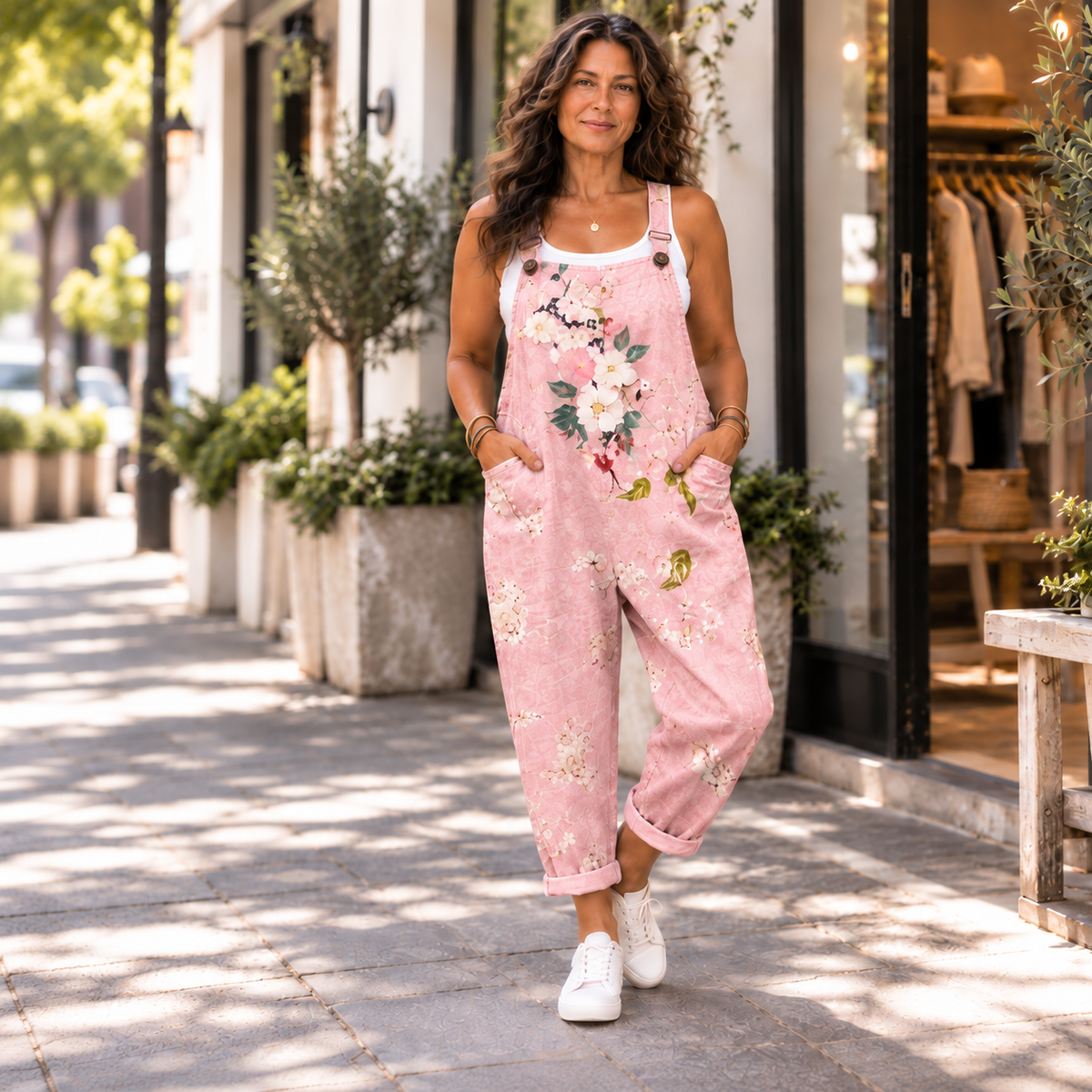 FLORAL OVERALLS WITH SOFT COMFORT