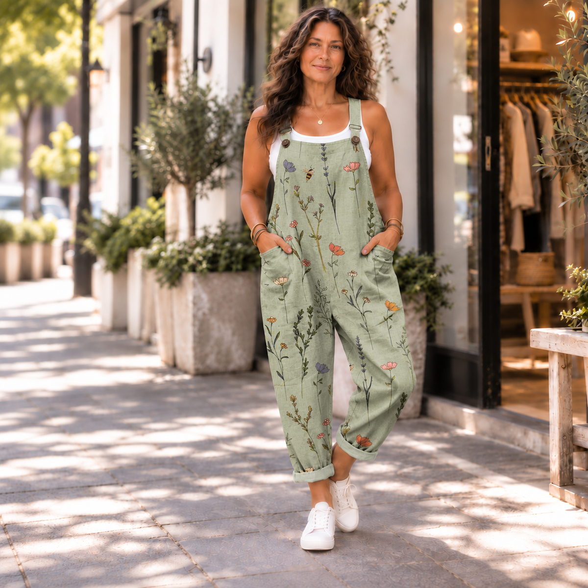 FLORAL OVERALLS WITH SOFT COMFORT