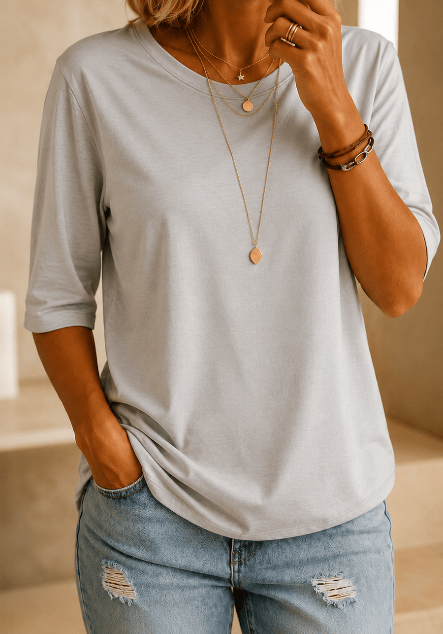 Margot | Relaxed Crew Neck Everyday Top Gray