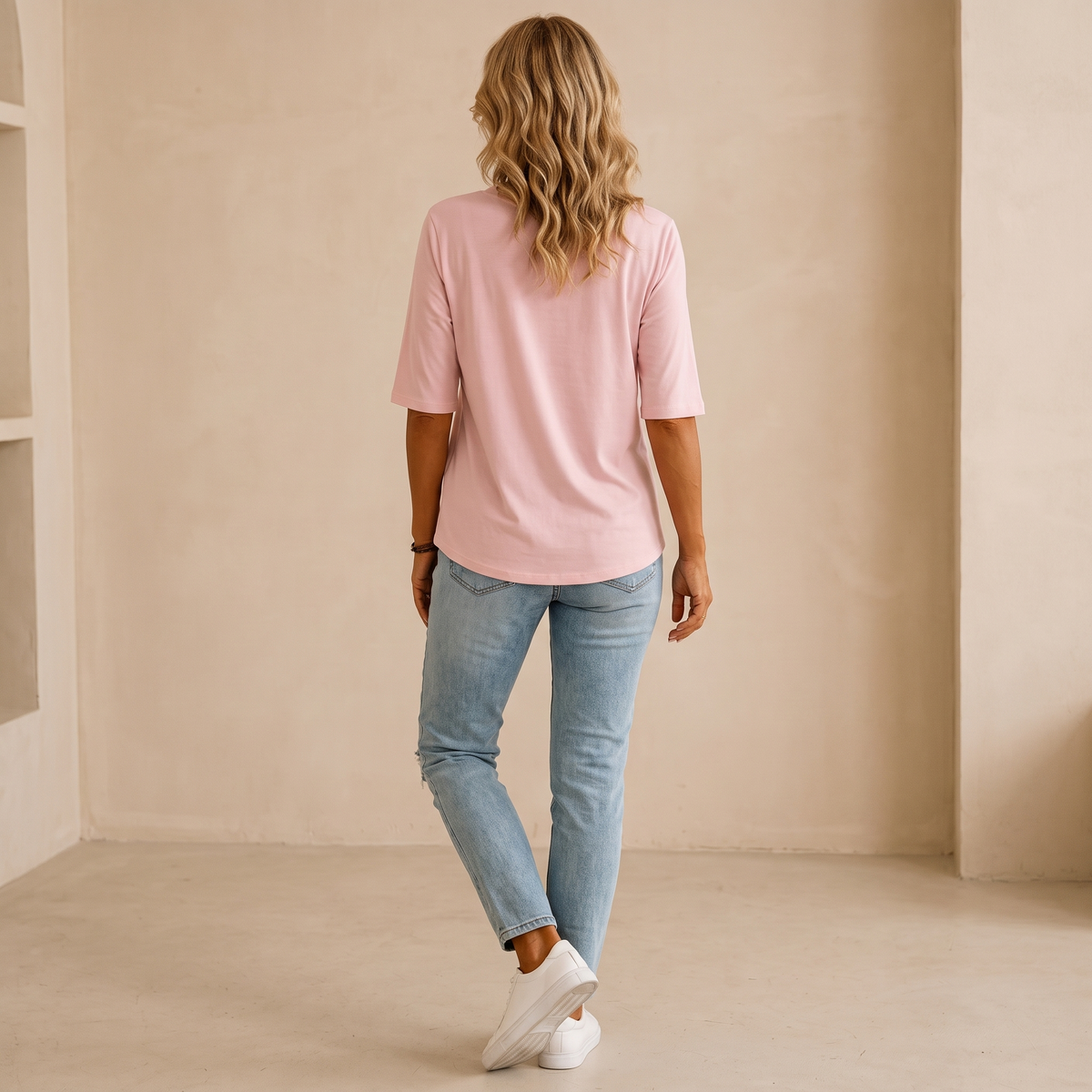 Margot | Relaxed Crew Neck Everyday Top Pink